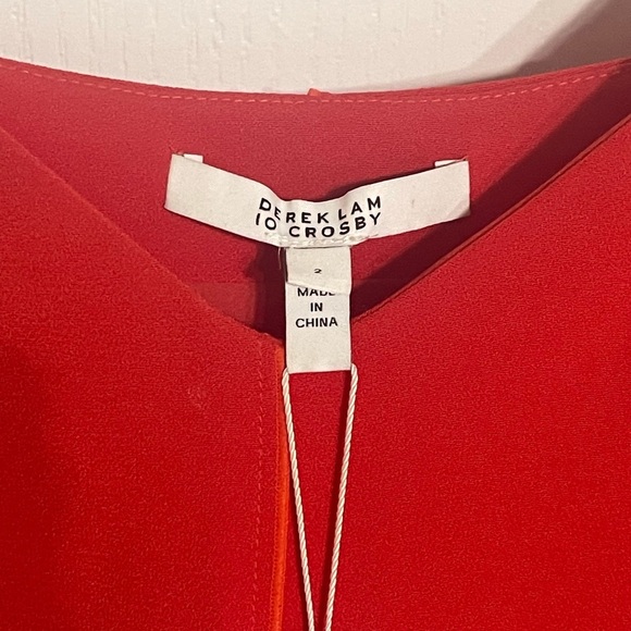 NEW Derek Lam 10 Crosby Red Blouse Tank Gold Chain Straps Size 2 - Picture 5 of 8
